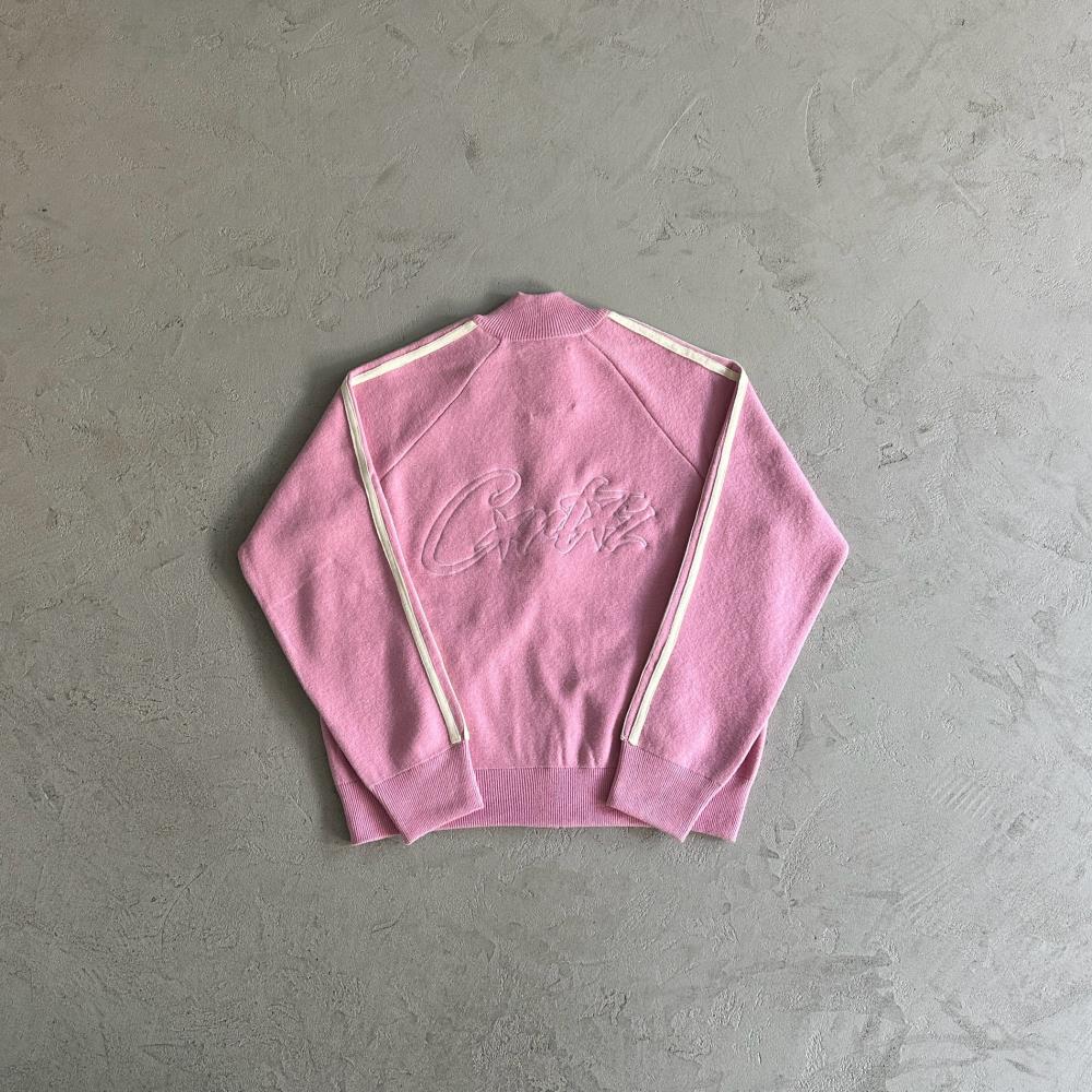 Knit zip up fleece-pink