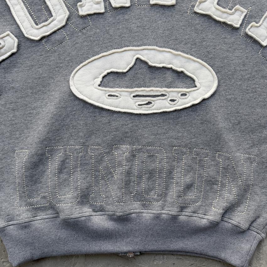 Lundun Stitch Zip Hoodie -Heather Grey