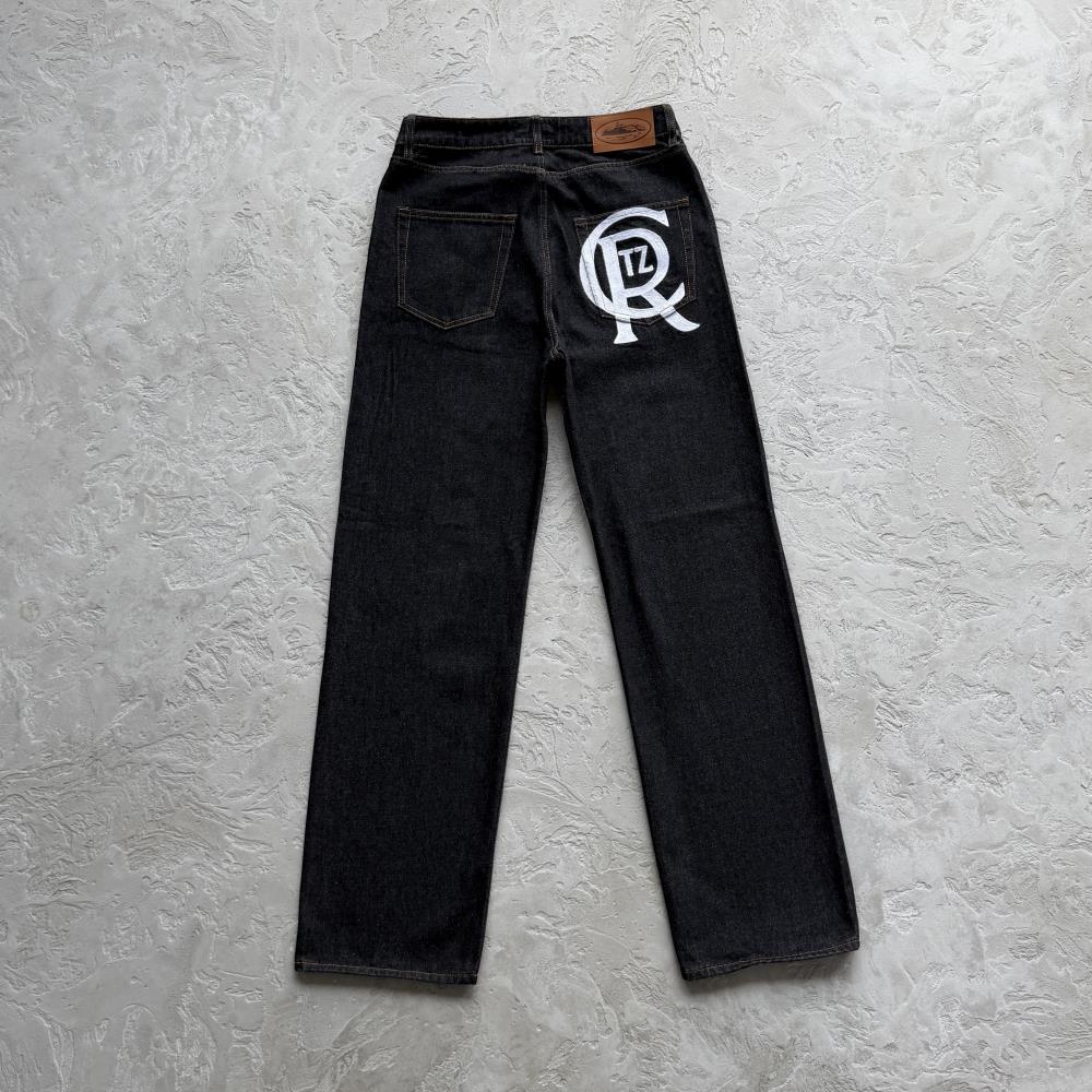 Crest Chainstitch Baggy Jeans- Washed Black
