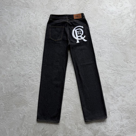 Crest Chainstitch Baggy Jeans- Washed Black