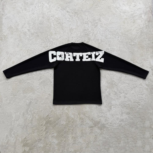 Star Raglan Waffle Thermal -Black