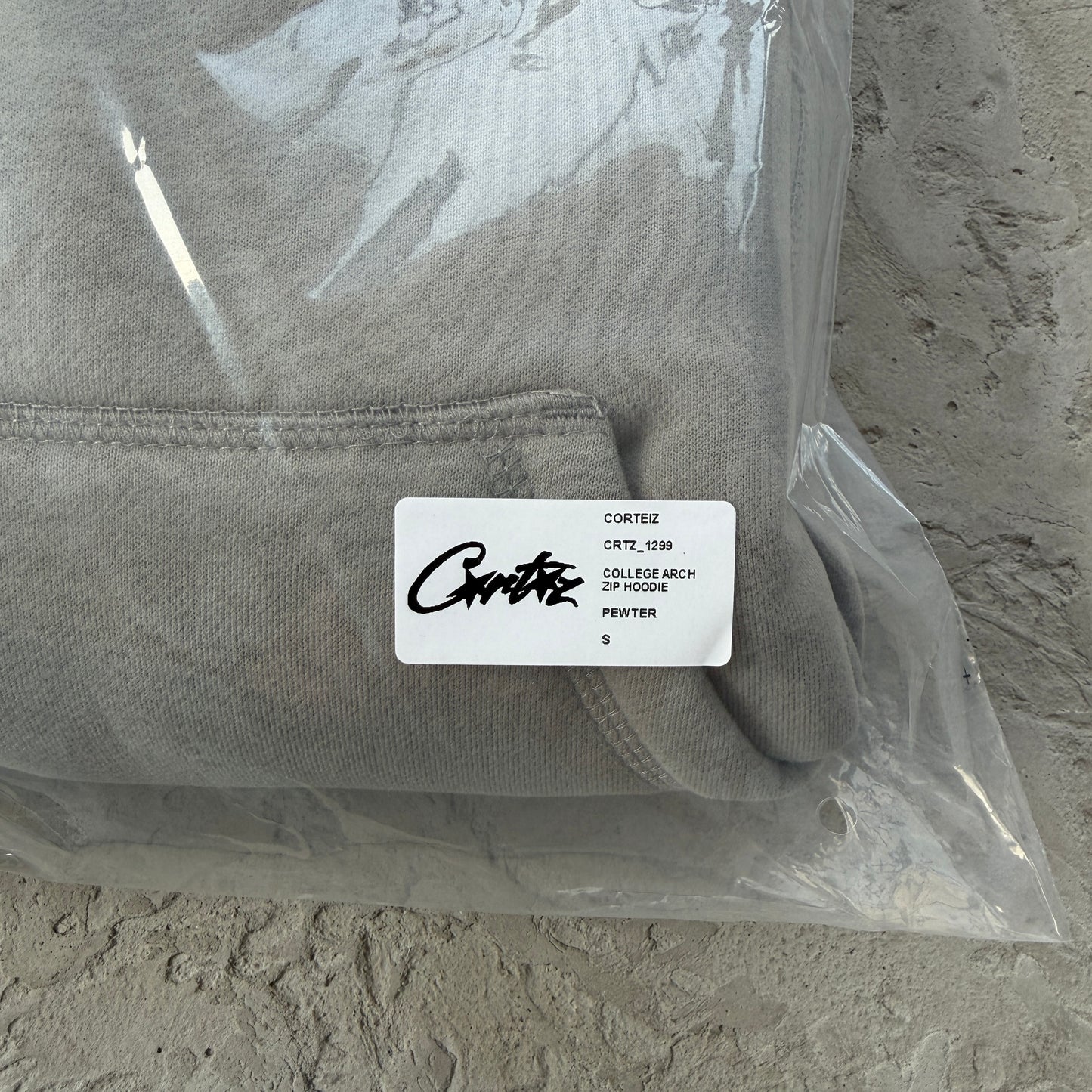 college arch open hem set-grey