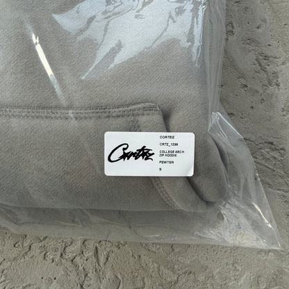 college arch open hem set-grey