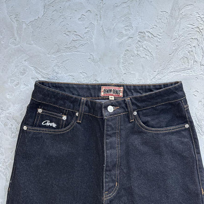 DUAL STRIPE BAGGY JEANS-black