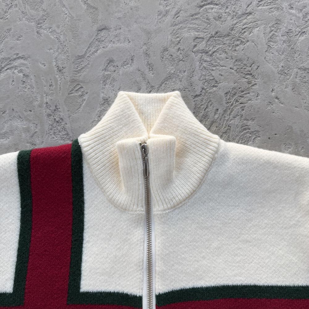 lux knit zip up-White