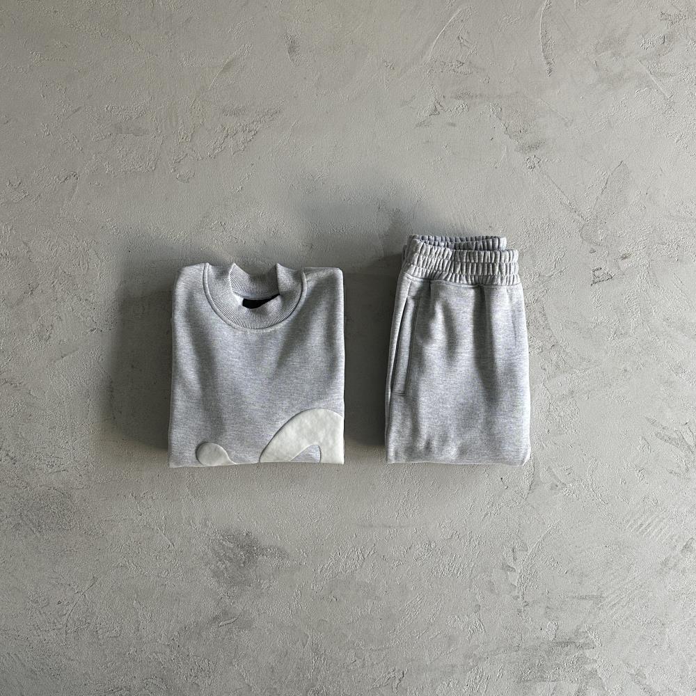 sy round neck suit-gray