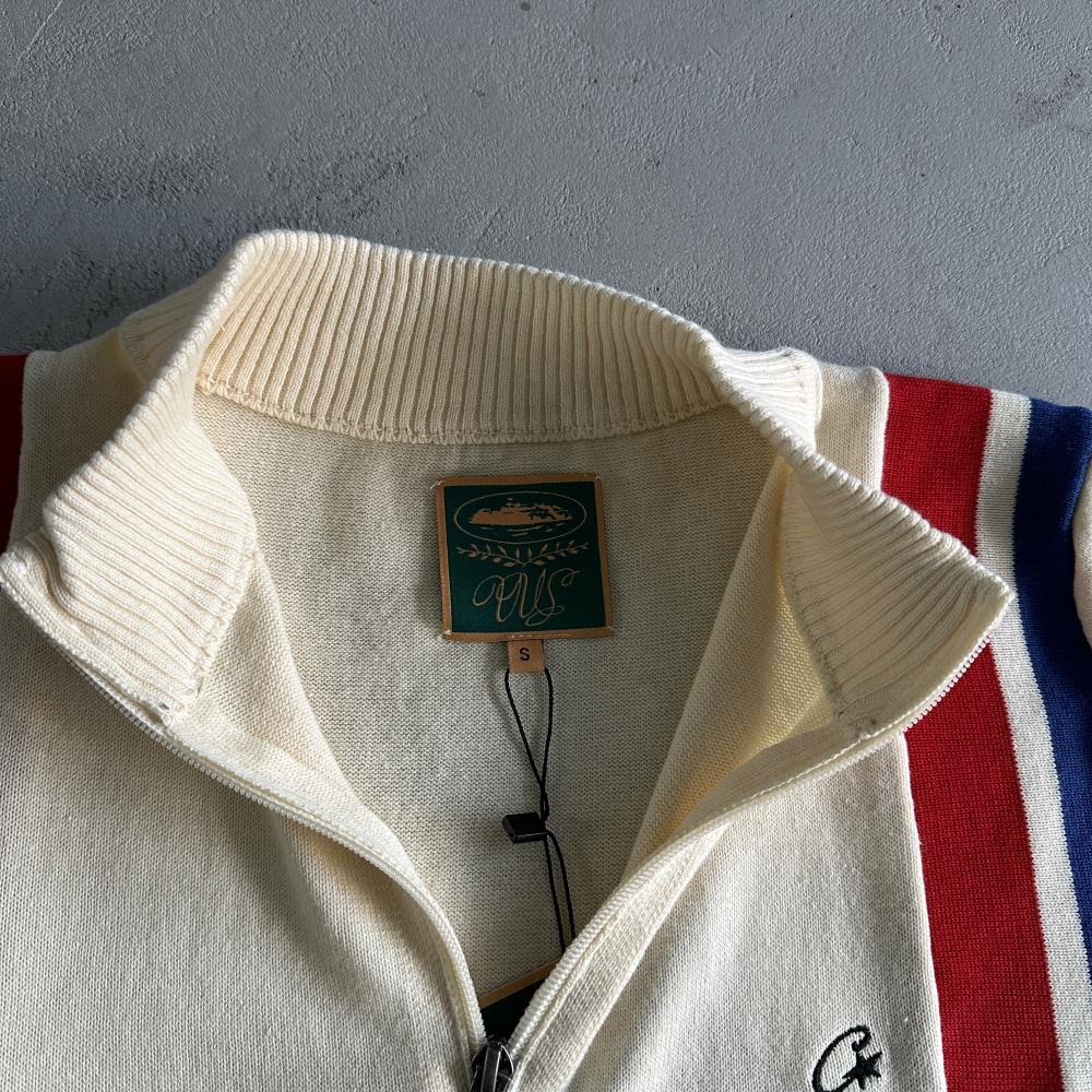zip racer knit ss -cream