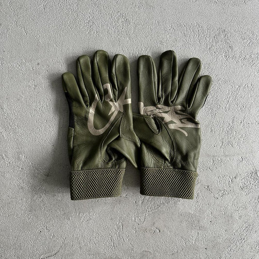 (Genuine cowhide) green leather gloves