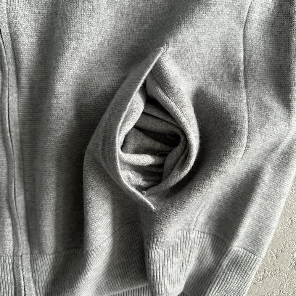 Knit zip up fleece-grey