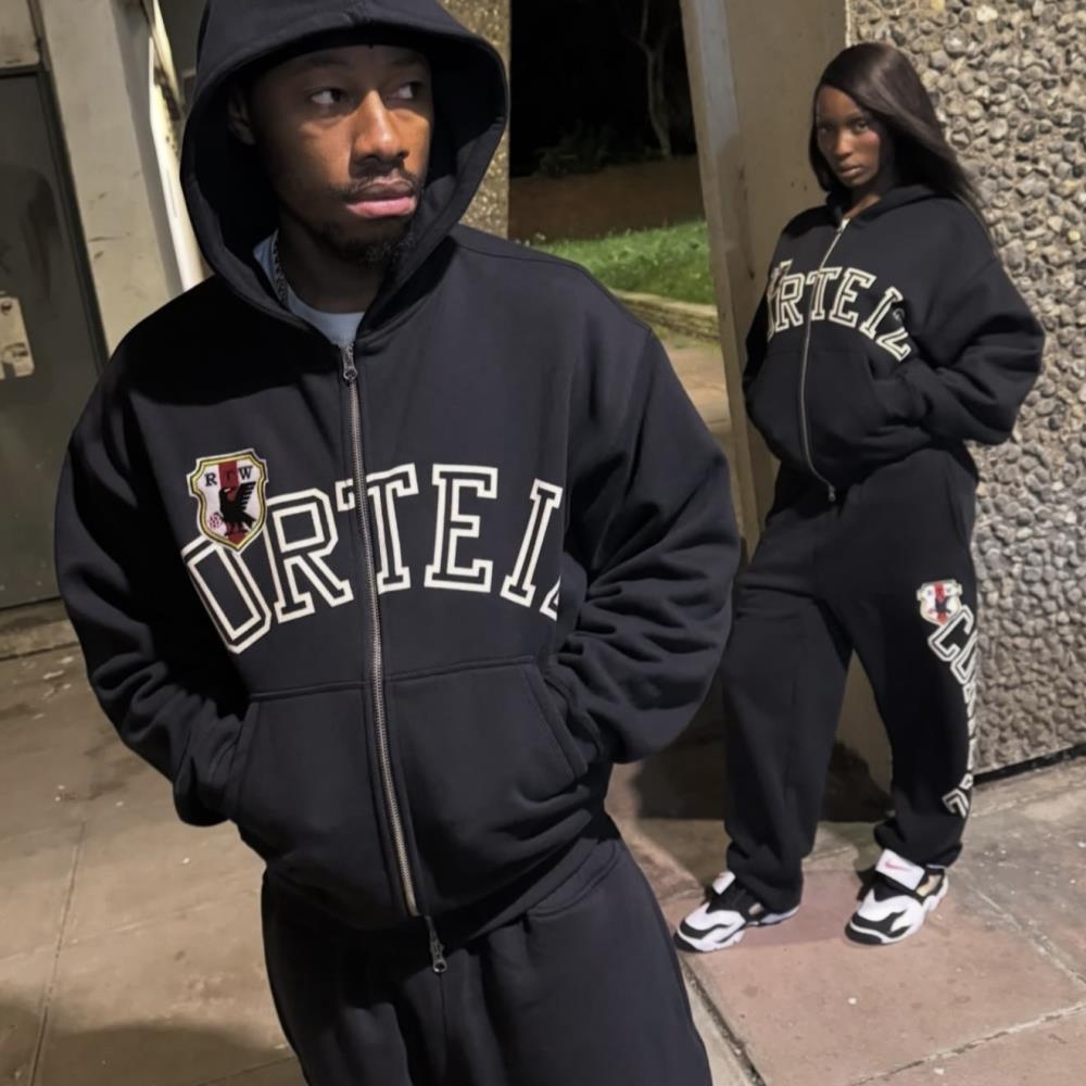 Corteiz tracksuit Arch Shield Zip set -Black