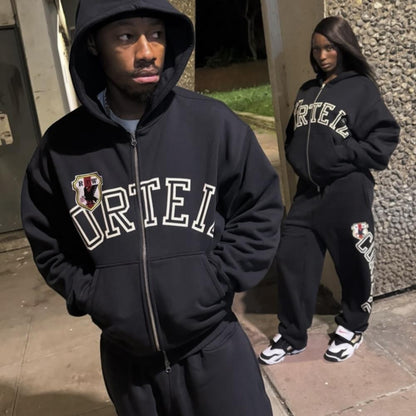 Corteiz tracksuit Arch Shield Zip set -Black