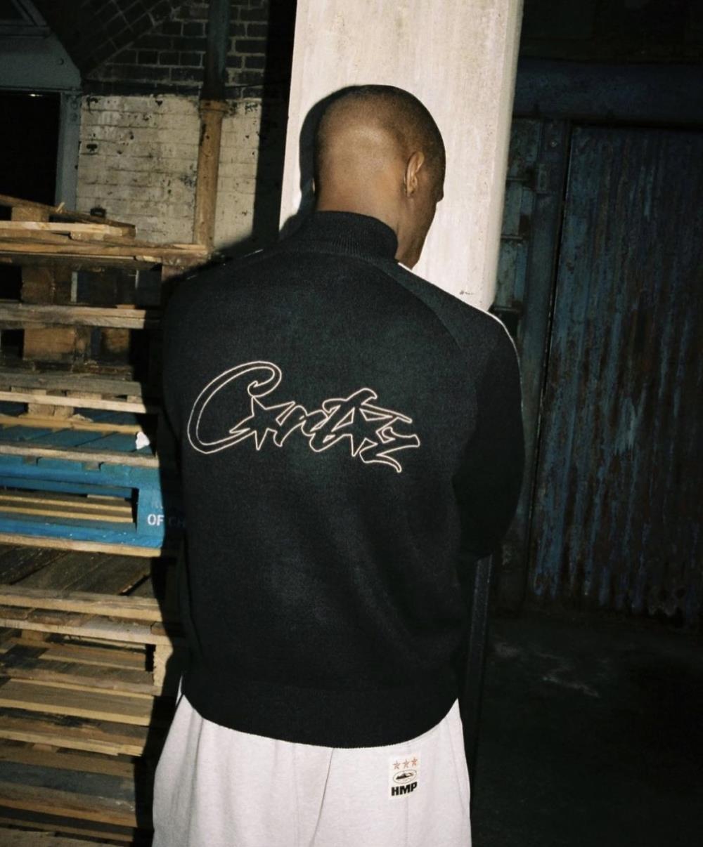 Knit zip up fleece-black