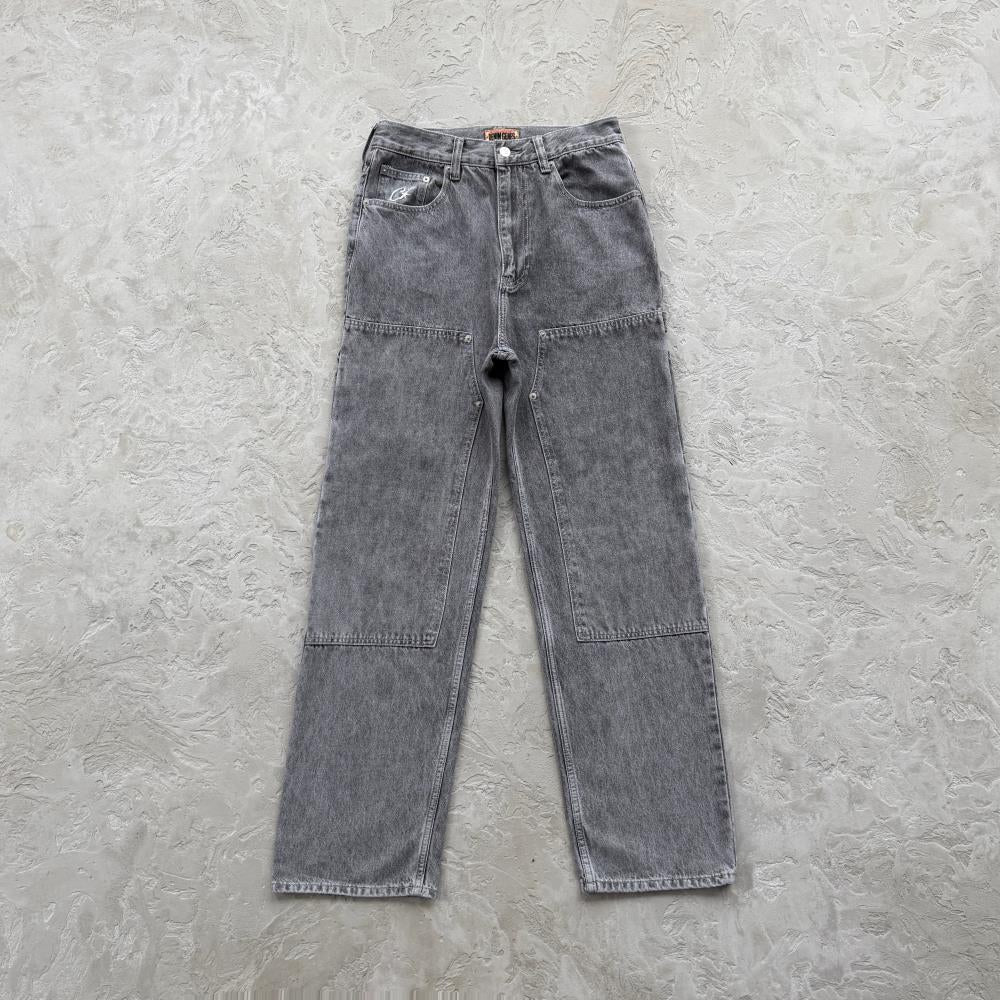 EMBOSSED C-STAR DENIM WORK PANT-grey