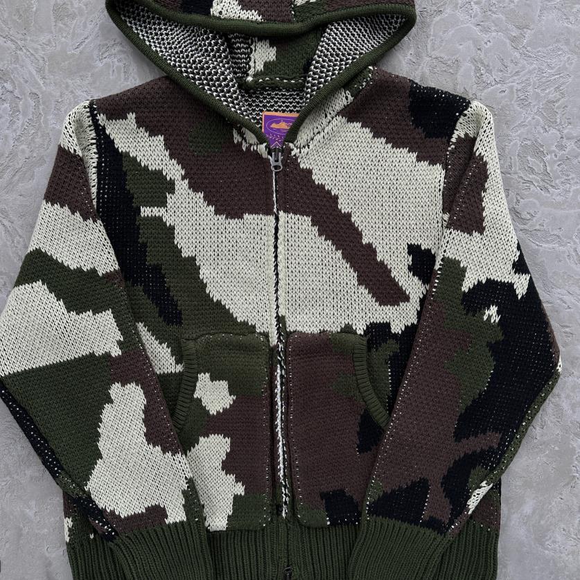 alca traz heavy knit zip hoodie-camo