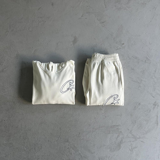 satin C-star applique suit
