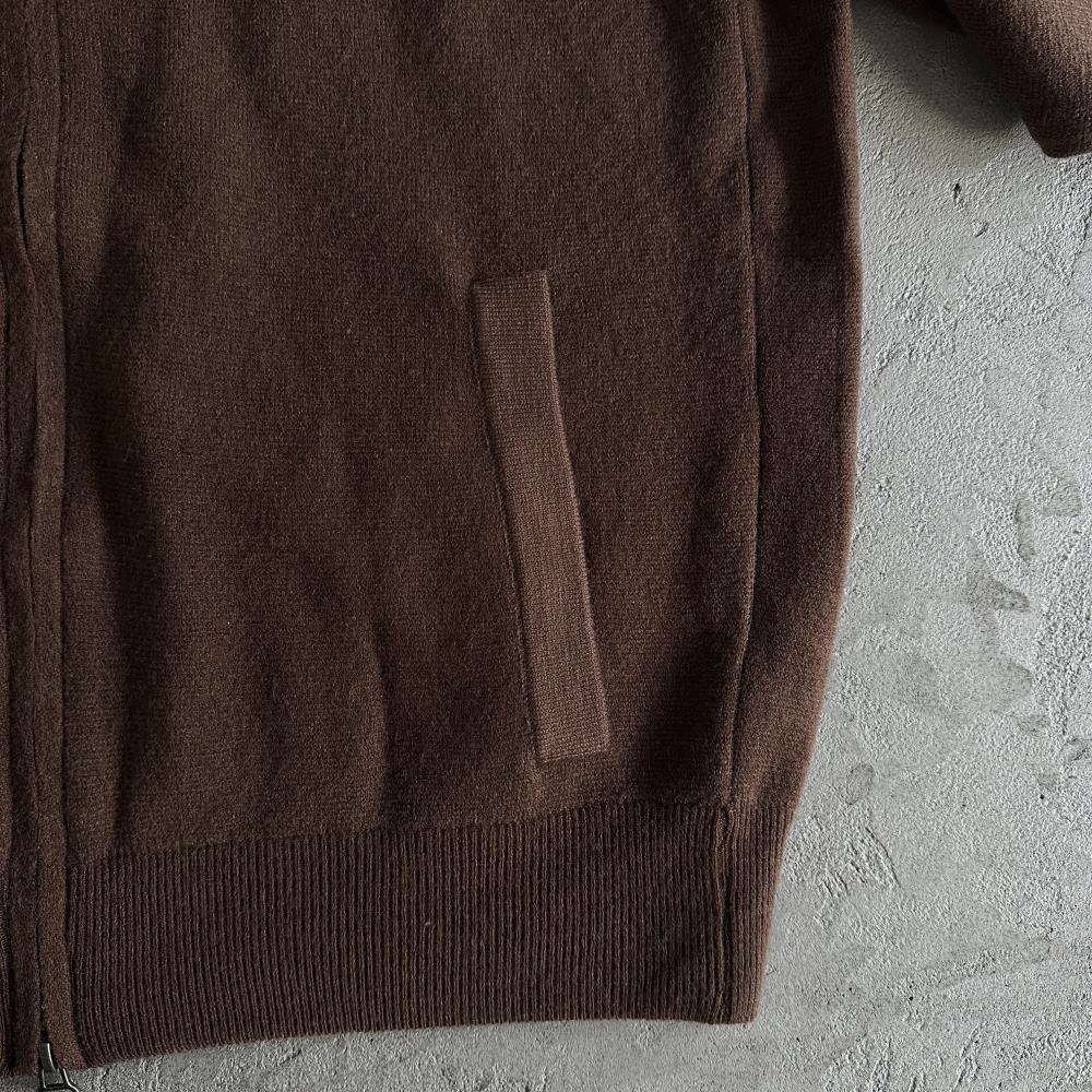Knit zip up fleece-brown
