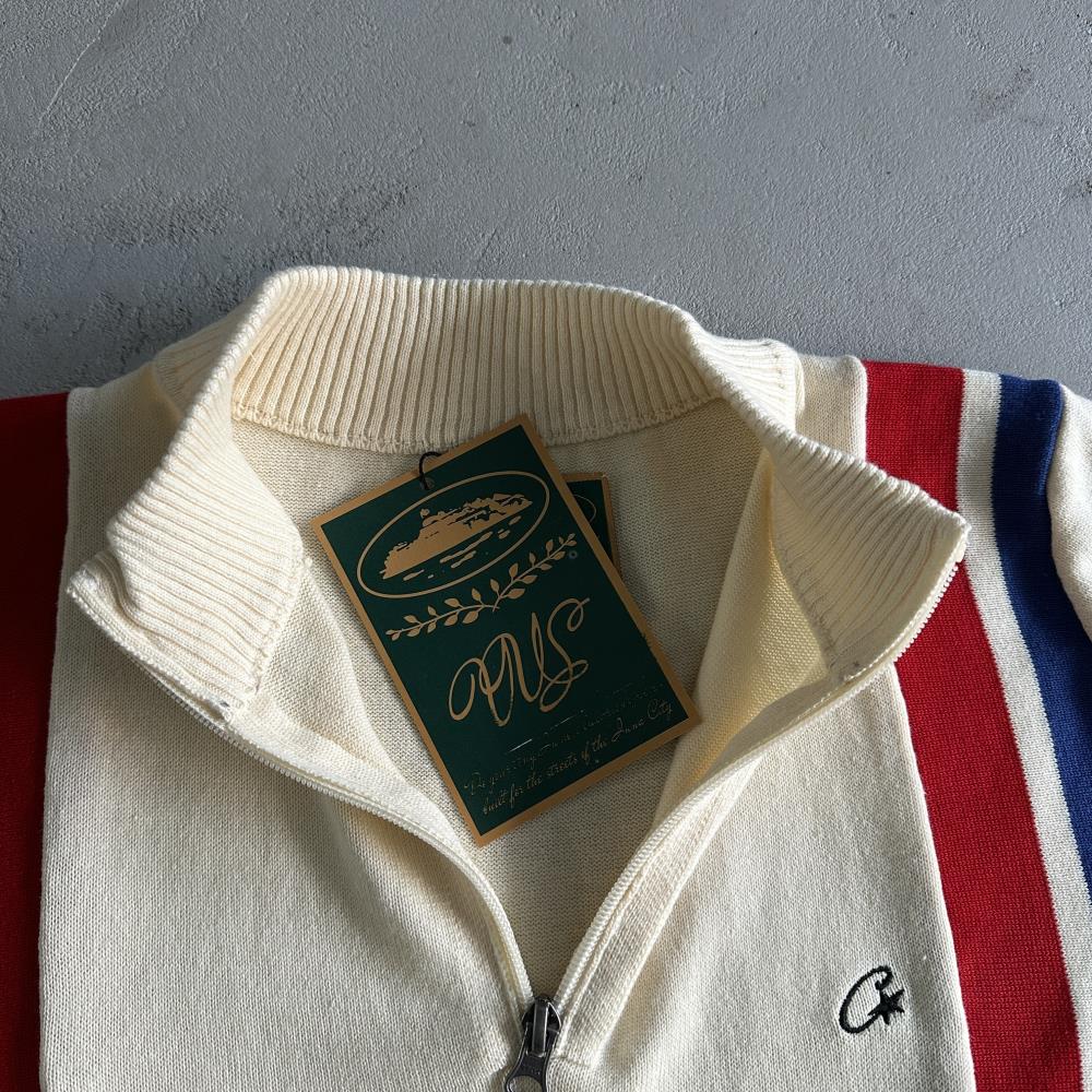 zip racer knit ss -cream