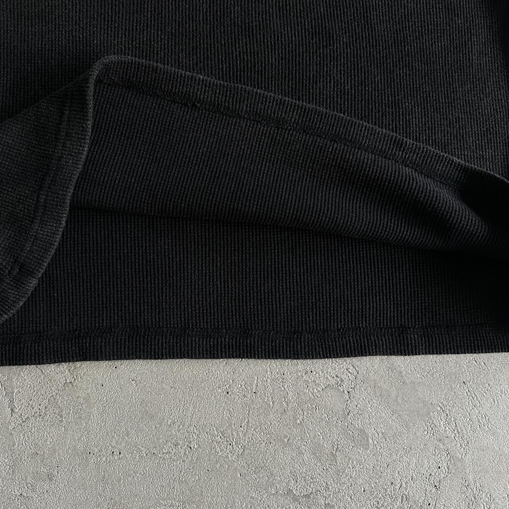 Eagle Print Waffle Long-sleeve-Black