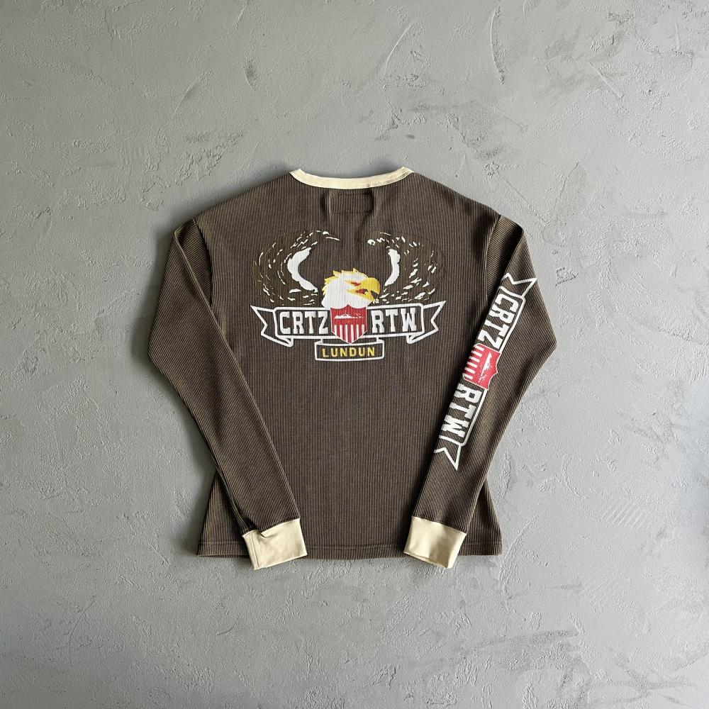 Cold Eagle Print Waffle Long-sleeve
