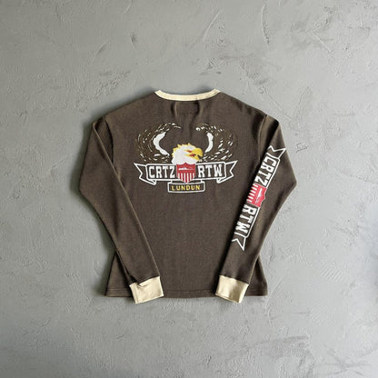 Cold Eagle Print Waffle Long-sleeve