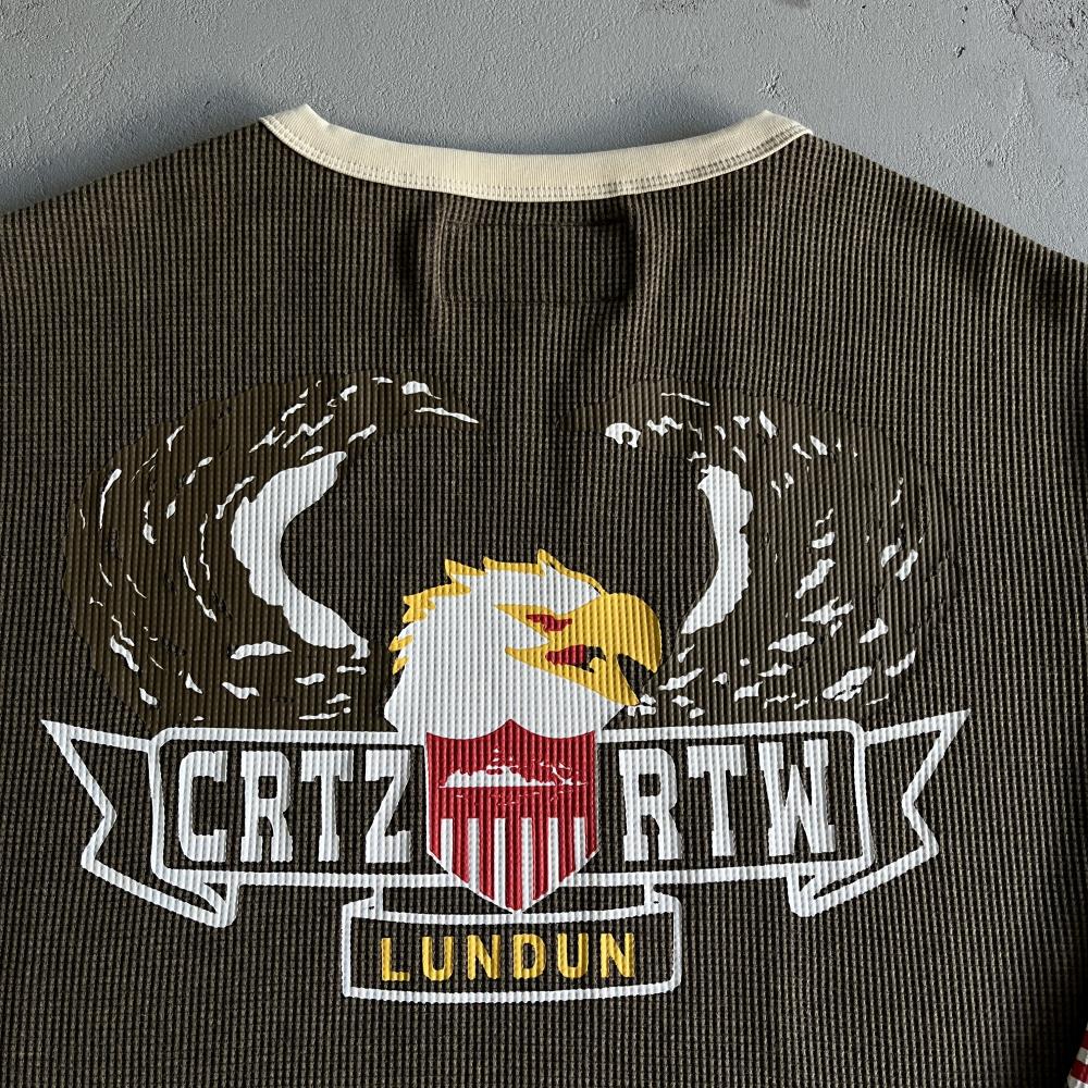 Cold Eagle Print Waffle Long-sleeve