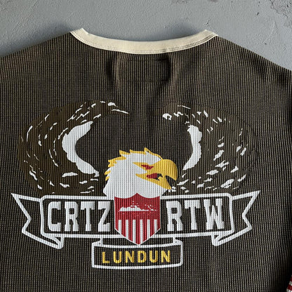 Cold Eagle Print Waffle Long-sleeve