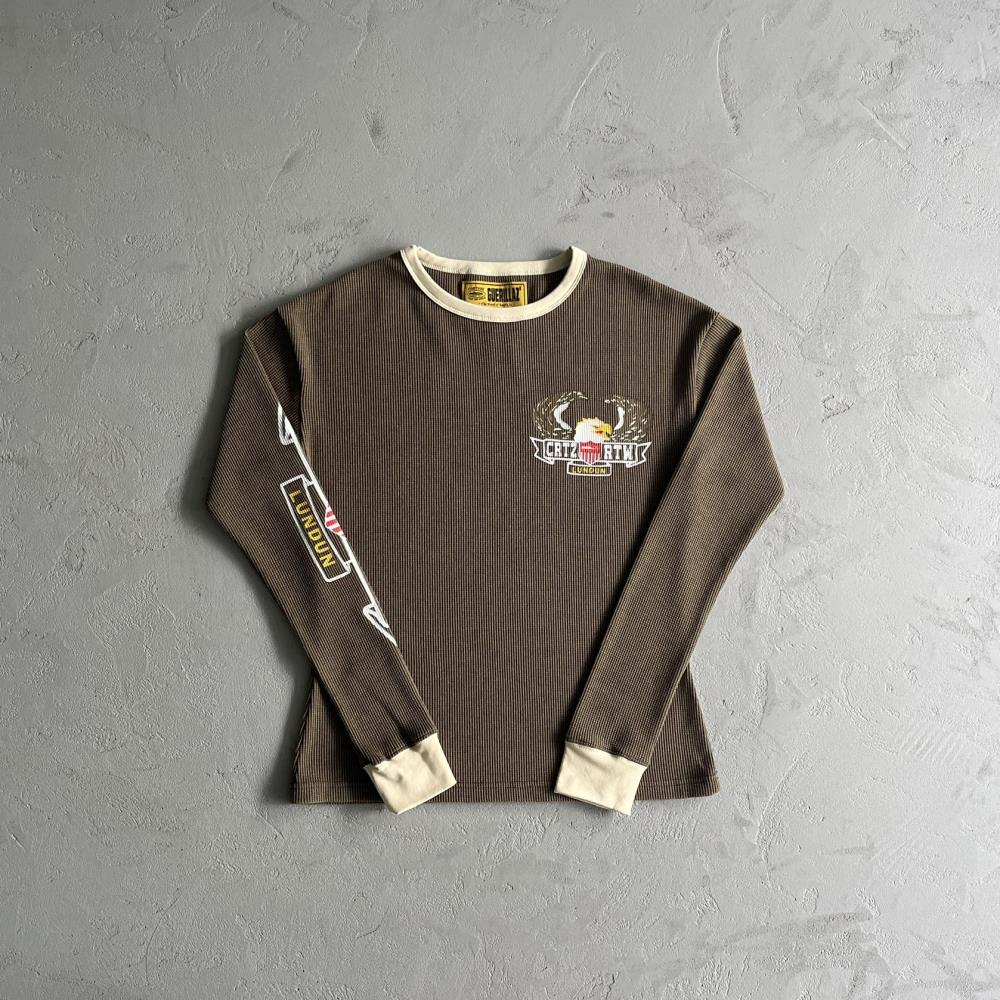 Cold Eagle Print Waffle Long-sleeve