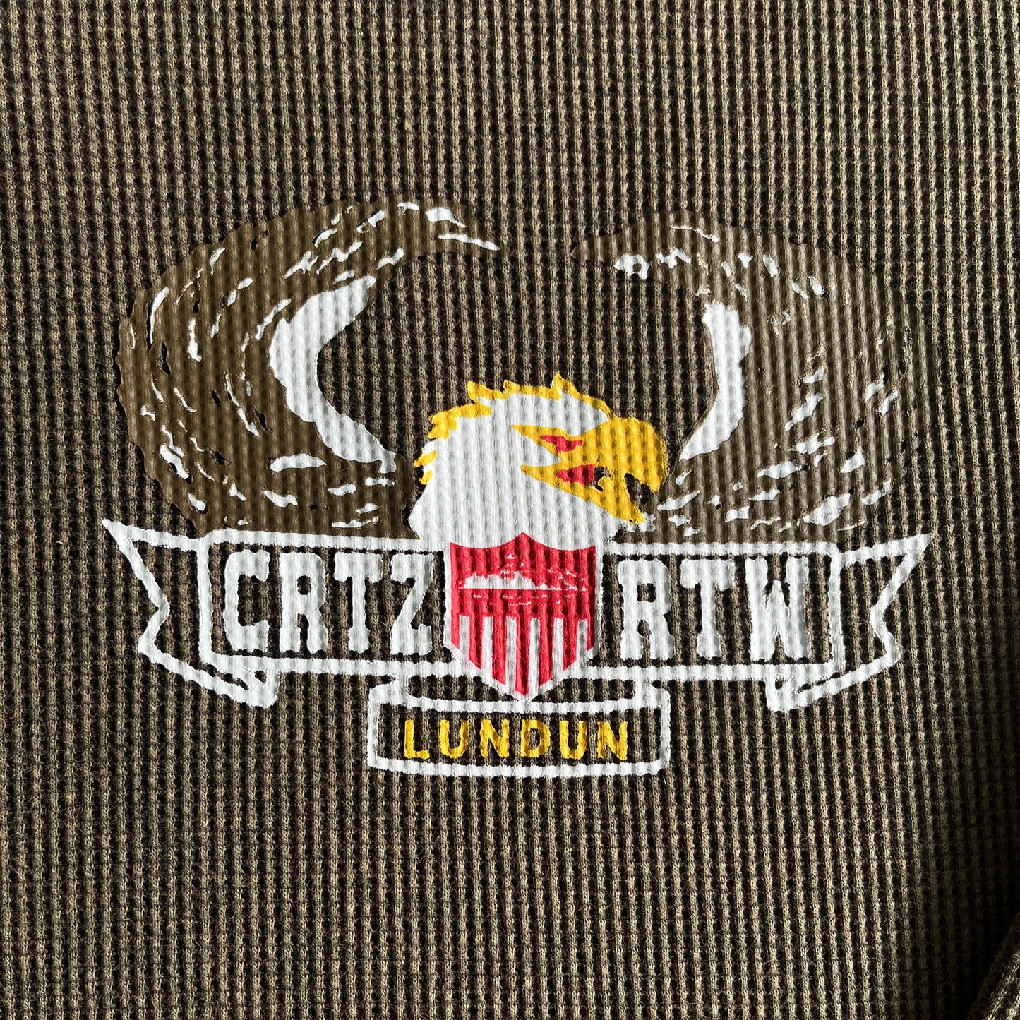 Cold Eagle Print Waffle Long-sleeve