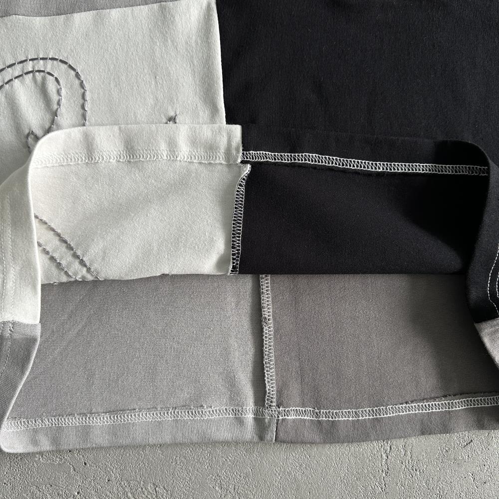 Color Block Polo Long Sleeve Shirt-Black Gray