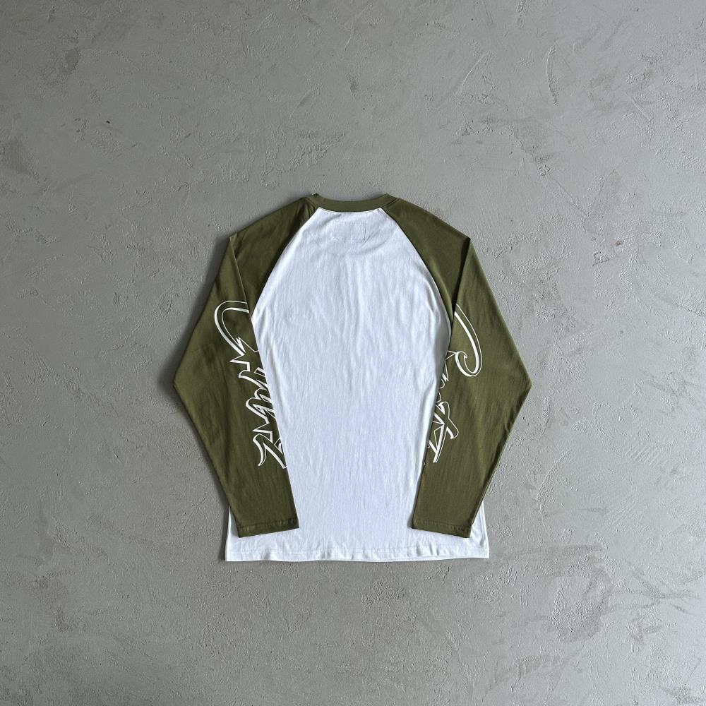 Contrast color shoulder long sleeve tee