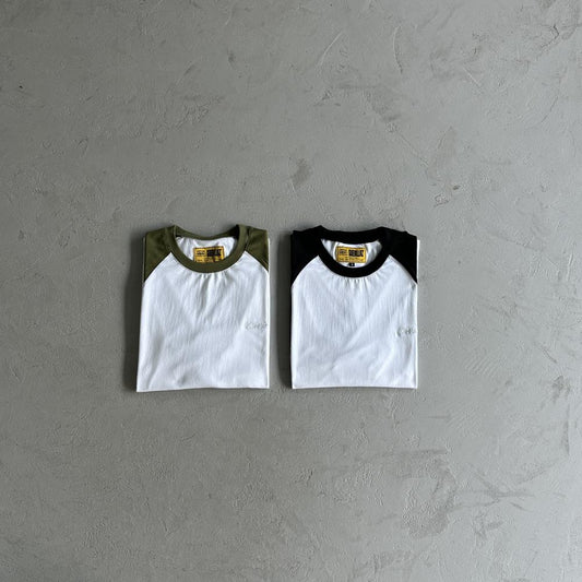 Contrast color shoulder long sleeve tee