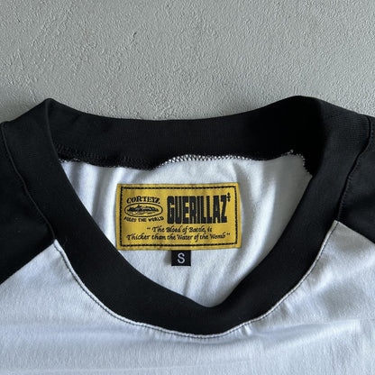 Contrast color shoulder long sleeve tee