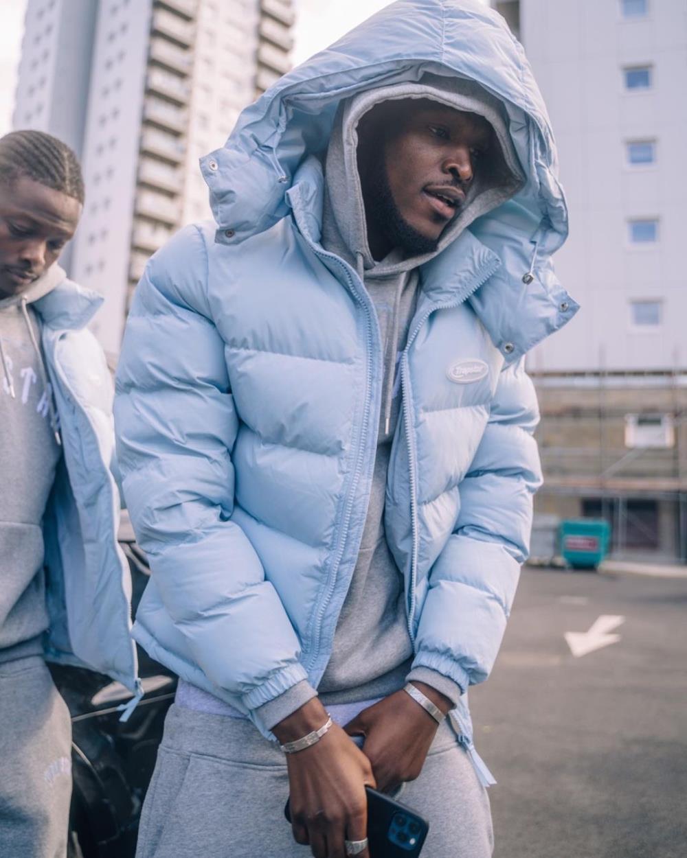 ICE BLUE HYPERDRIVE DETACHABLE HOOD PUFFER JACKET