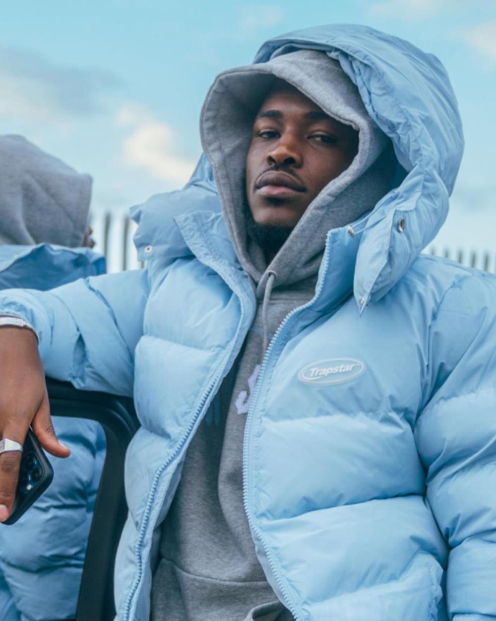 ICE BLUE HYPERDRIVE DETACHABLE HOOD PUFFER JACKET