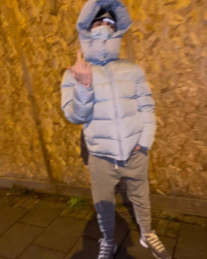 ICE BLUE HYPERDRIVE DETACHABLE HOOD PUFFER JACKET