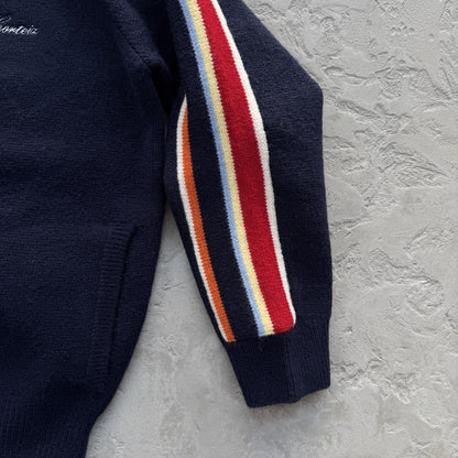 MULTI STRIPE KNIT ZIP UP [NAVY]