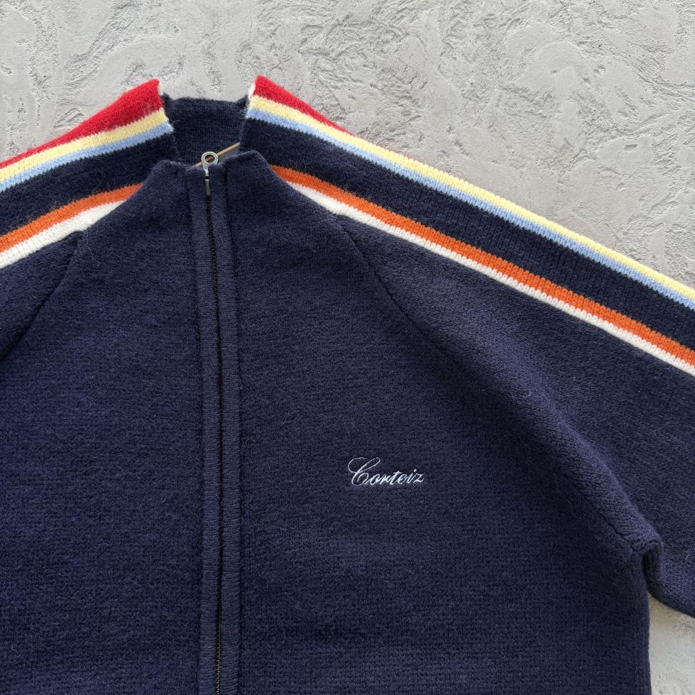 MULTI STRIPE KNIT ZIP UP [NAVY]
