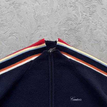 MULTI STRIPE KNIT ZIP UP [NAVY]