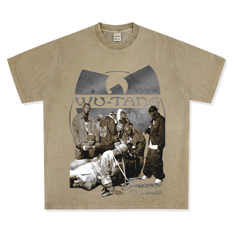 Wu-Tang Vintage Streetwear Tee | Washed & Distressed Short Sleeve Loose Fit