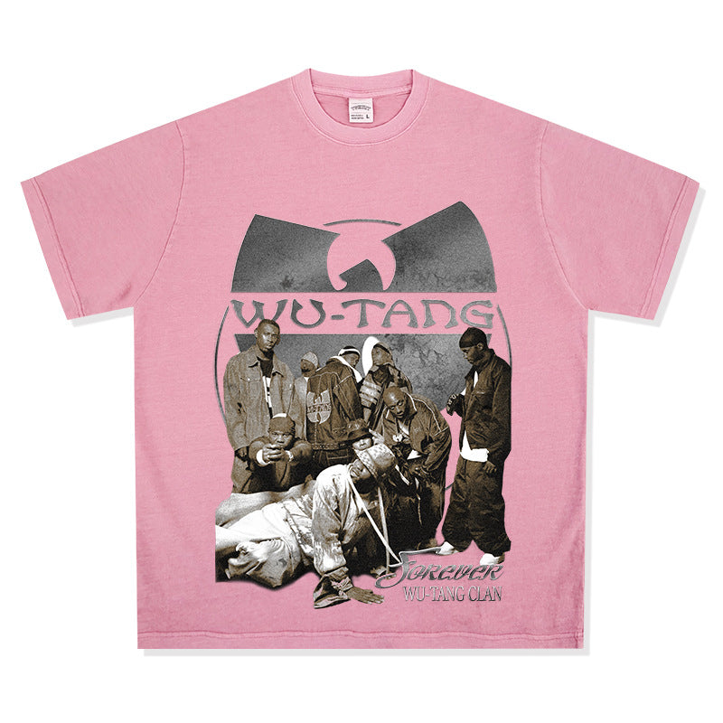 Wu-Tang Vintage Streetwear Tee | Washed & Distressed Short Sleeve Loose Fit