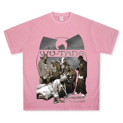 Wu-Tang Vintage Streetwear Tee | Washed & Distressed Short Sleeve Loose Fit