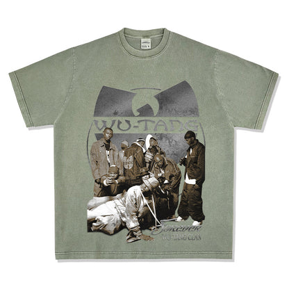 Wu-Tang Vintage Streetwear Tee | Washed & Distressed Short Sleeve Loose Fit