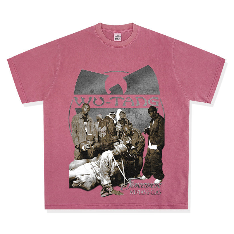 Wu-Tang Vintage Streetwear Tee | Washed & Distressed Short Sleeve Loose Fit