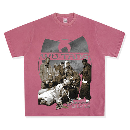 Wu-Tang Vintage Streetwear Tee | Washed & Distressed Short Sleeve Loose Fit