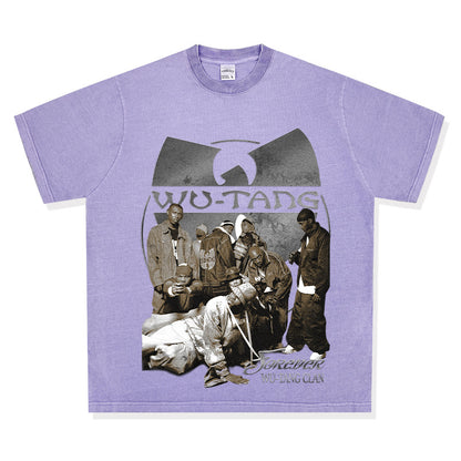 Wu-Tang Vintage Streetwear Tee | Washed & Distressed Short Sleeve Loose Fit
