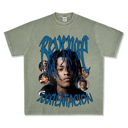 XXXTentacion Vintage American Hip-Hop Rap Printed Short Sleeve T-Shirt
