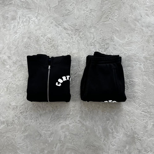 college arch open hem set-black