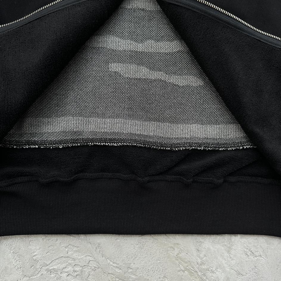 hybrid jacquard knit alcatraz zip hoodie-black