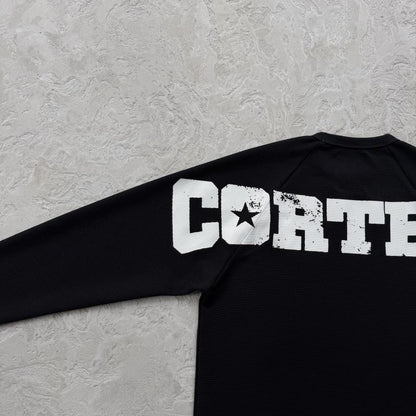 Star Raglan Waffle Thermal -Black