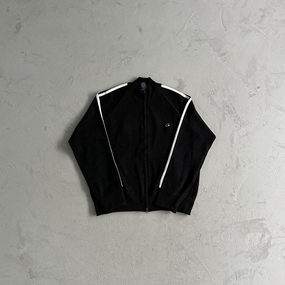 Knit zip up fleece-black